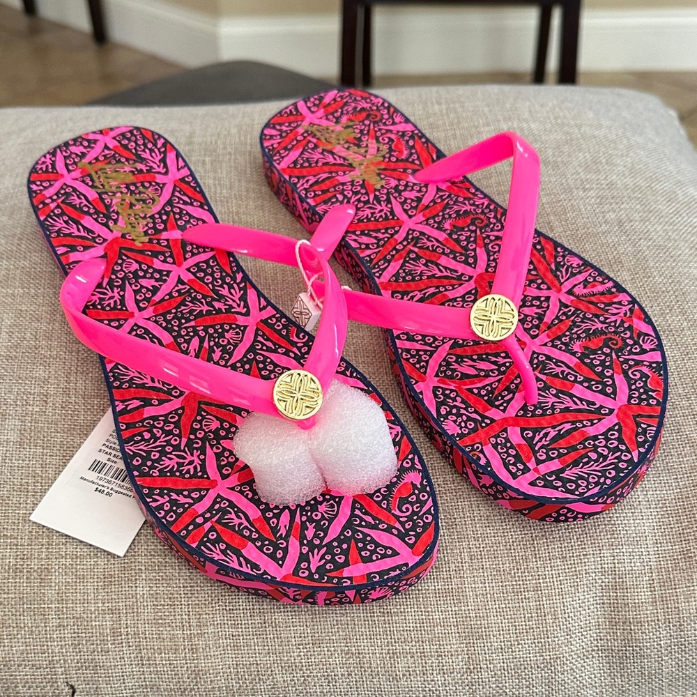 Lilly Pulitzer Passion Fruit Pink Flip Flops